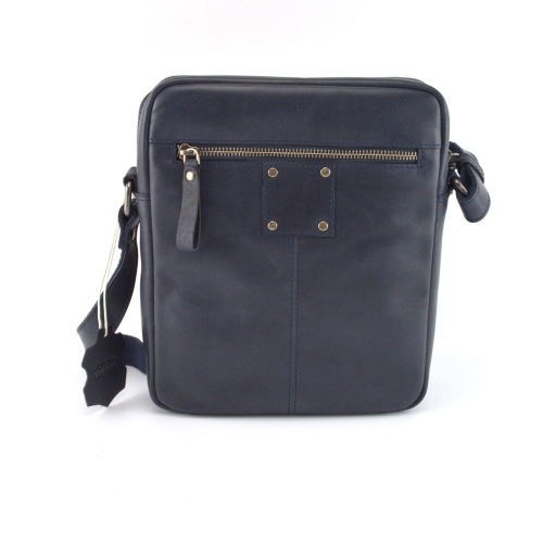 Exclusive Leather CA Leather Messenger/Side Bag // Navy