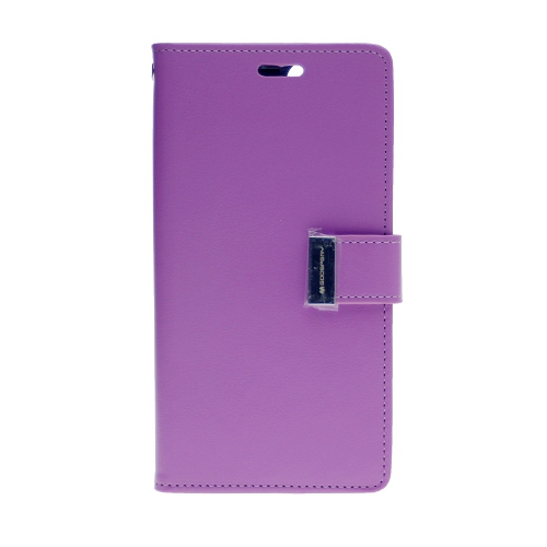 GOOSPERY  Topsave Rich Max(5) Card Slot Leather Folio Wallet Flip Case for Iphone 14 Pro Max (6.7") In Purple