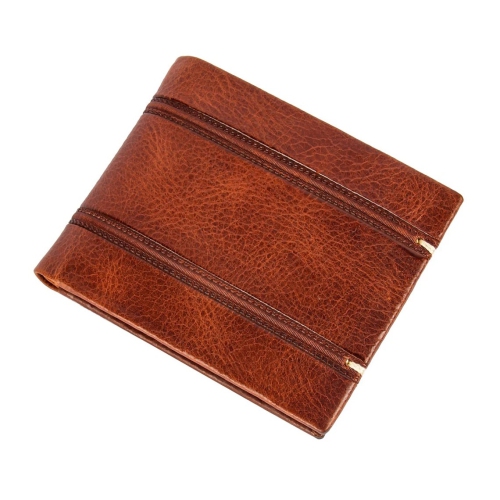 EXCLUSIVE LEATHER CA Bifold Buff Leather Wallet // Brown