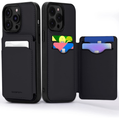 TopSave Goospery Balance Fit Up to 5 Card Holder, Double Layer Lightweight Slim PU Leather Magnetic Close Shockproof Protection Wallet For iPhone 14