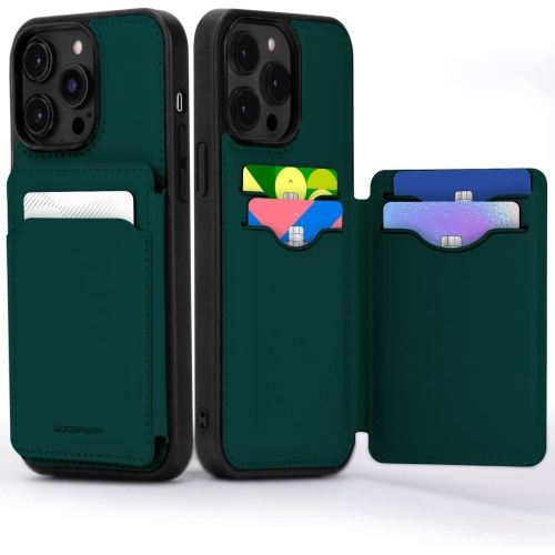 TopSave Goospery Balance Fit Up to 5 Card Holder, Double Layer Lightweight Slim PU Leather Magnetic Close Shockproof Protection Wallet For iPhone 14