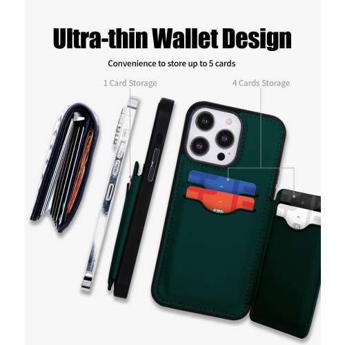 TopSave Goospery Balance Fit Up to 5 Card Holder, Double Layer Lightweight Slim PU Leather Magnetic Close Shockproof Protection Wallet For iPhone 14