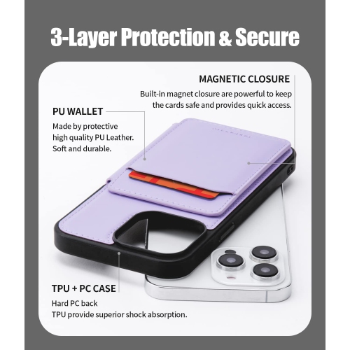 TopSave Goospery Balance Fit Up to 5 Card Holder, Double Layer Lightweight Slim PU Leather Magnetic Close Shockproof Protection Wallet For iPhone 14