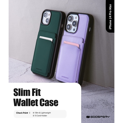 TopSave Goospery Balance Fit Up to 5 Card Holder, Double Layer Lightweight Slim PU Leather Magnetic Close Shockproof Protection Wallet For iPhone 14