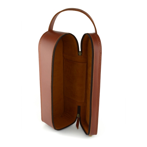 Leather Wine Bottle Carrier Case / Wine Case Holder // Tan