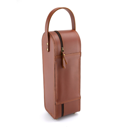 Leather Wine Bottle Carrier Case / Wine Case Holder // Tan