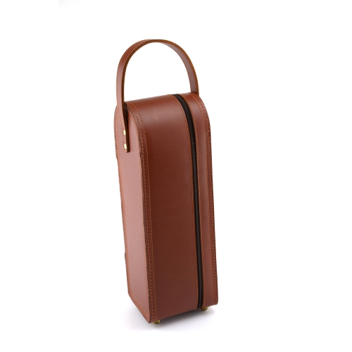 Leather Wine Bottle Carrier Case / Wine Case Holder // Tan