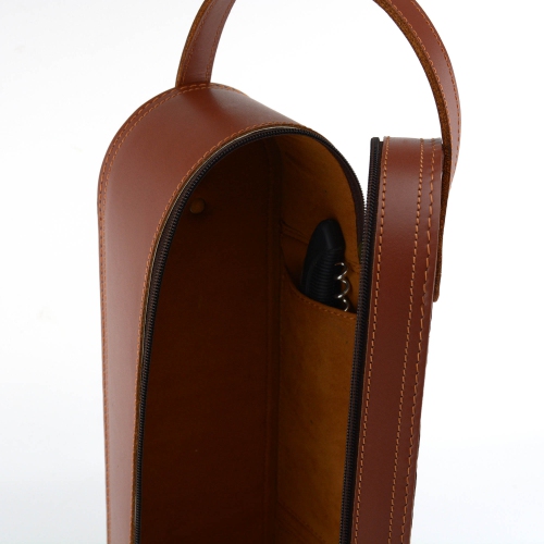 Leather Wine Bottle Carrier Case / Wine Case Holder // Tan