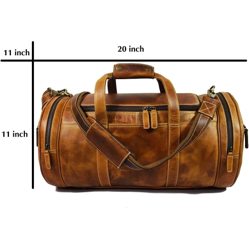 Barrel Travel Weekend Leather Duffel Bag 20"