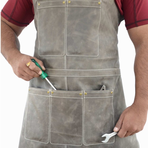 Meilleur tablier en cuir pour usage multiple // gris