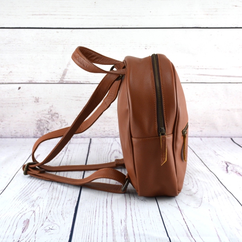 Leather Backpack Bag / Small Buff Leather Backpack in Brown