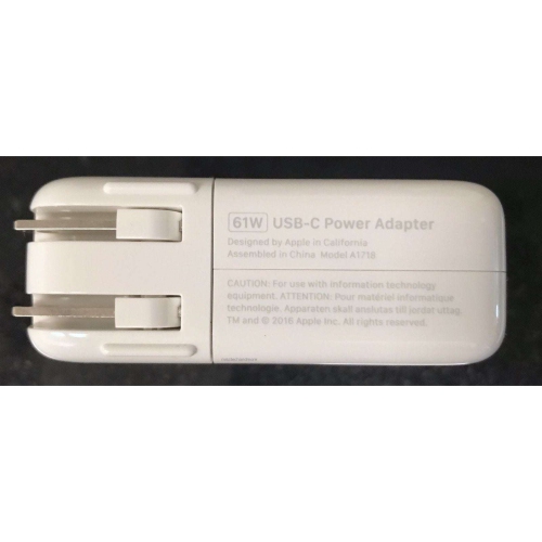 Genuine Apple USB-C AC Adapter Charger A1718 - 61W for MacBook and MacBook Pro