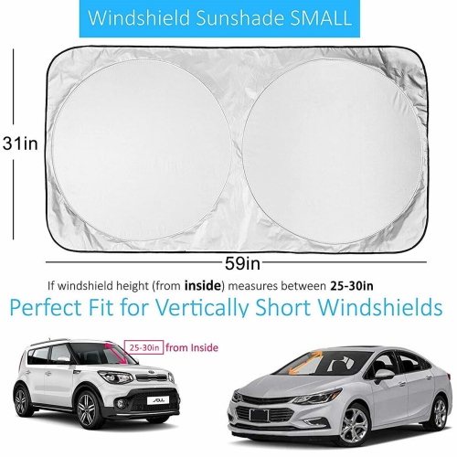 [2-Pack] Car Windshield Sun Shade Blocks UV Light Sun Rays CA