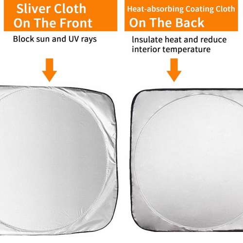[2-Pack] Car Windshield Sun Shade Blocks UV Light Sun Rays CA