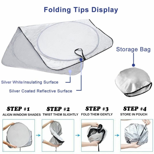 [2-Pack] Car Windshield Sun Shade Blocks UV Light Sun Rays CA