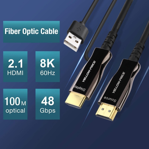 JSAUX Fiber Optic 8K Long HDMI Cable 100 Ft 2.1 1 Pack 48Gbps Ultra...