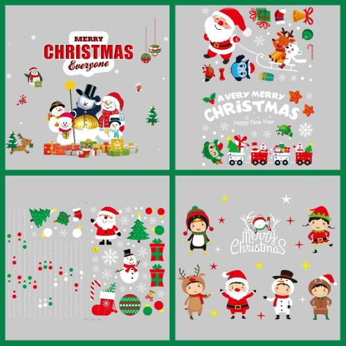 4 Sets Christmas Window Stickers Decals for Window Glass Mirror Decorations CA