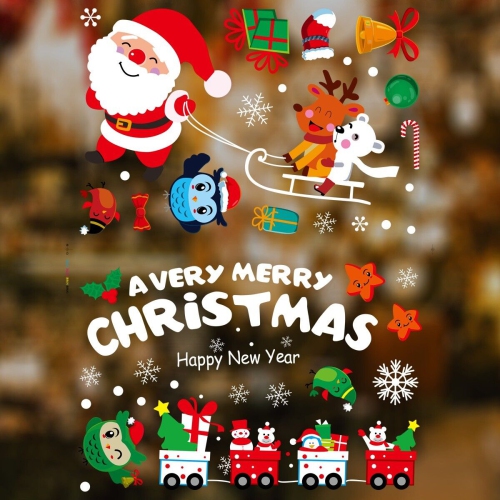 4 Sets Christmas Window Stickers Decals for Window Glass Mirror Decorations CA