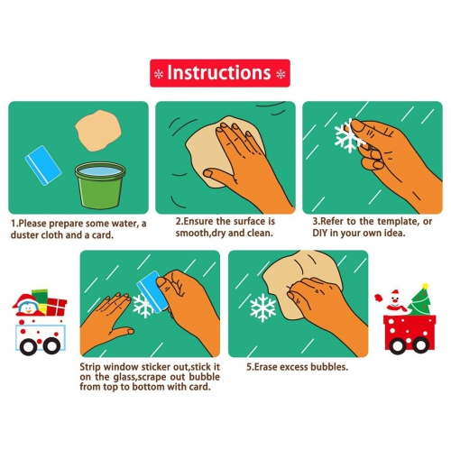 4 Sets Christmas Window Stickers Decals for Window Glass Mirror Decorations CA