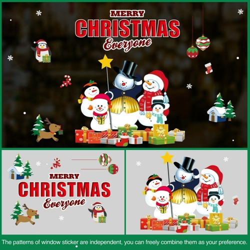 4 Sets Christmas Window Stickers Decals for Window Glass Mirror Decorations CA