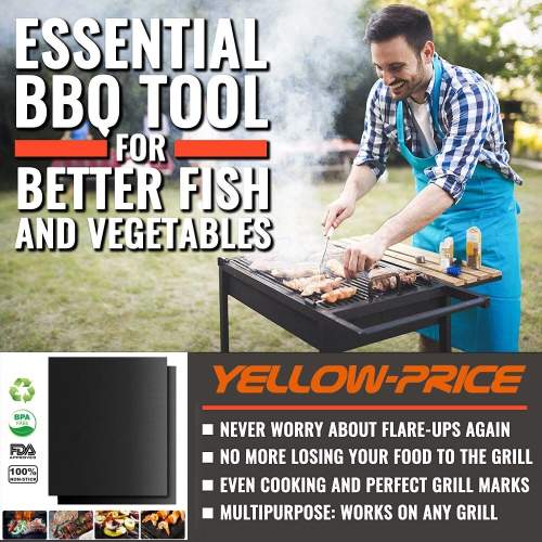 Grill Mats Set of 6 Non Stick Barbecue BBQ Cooking Pad Mat Bake Reusable Garden