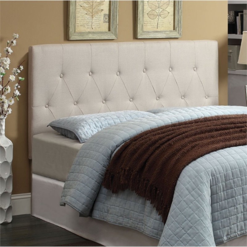 Furniture of America Warscher Fabric Full Queen Tufted Headboard in Ivory