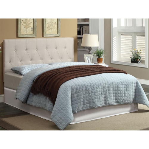 Furniture of America Warscher Fabric Full Queen Tufted Headboard in Ivory
