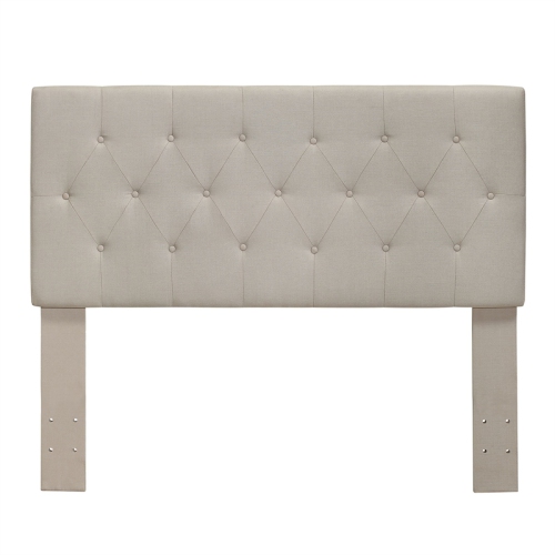 Furniture of America Warscher Fabric Full Queen Tufted Headboard in Ivory