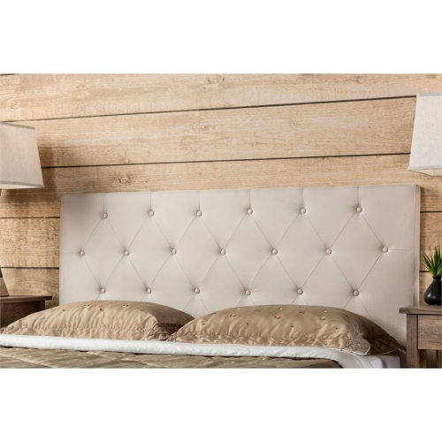 Furniture of America Warscher Fabric Full Queen Tufted Headboard in Ivory