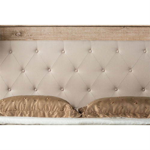 Furniture of America Warscher Fabric Full Queen Tufted Headboard in Ivory