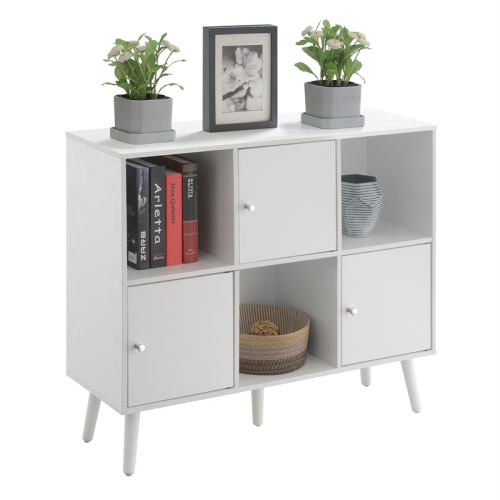 Xtra Storage 3x2 Three-Door Cabinet Console Table in White Wood Finish