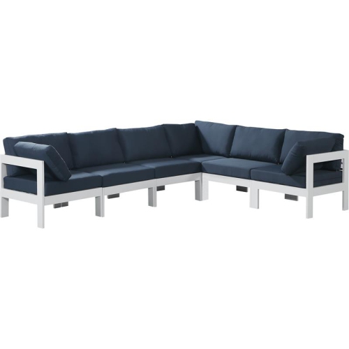 MERIDIAN FURNITURE  Nizuc Fabric Outdoor Patio Modular Sectional In Navy