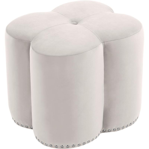 MERIDIAN FURNITURE  Clover Flower Shaped Cream Velvet Ottoman