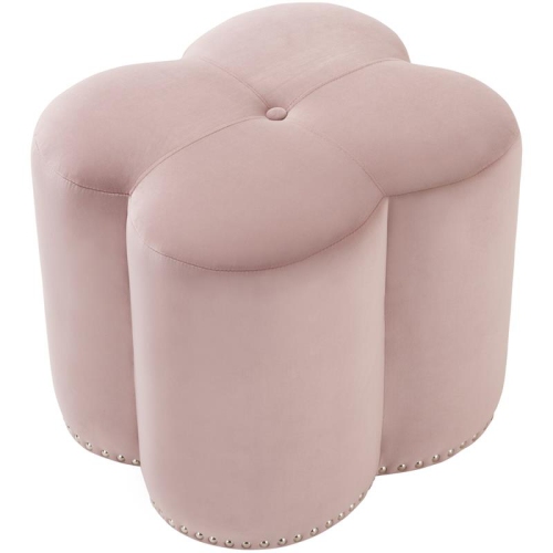 Meridian Furniture Clover Flower Shaped Pink Velvet Ottoman
