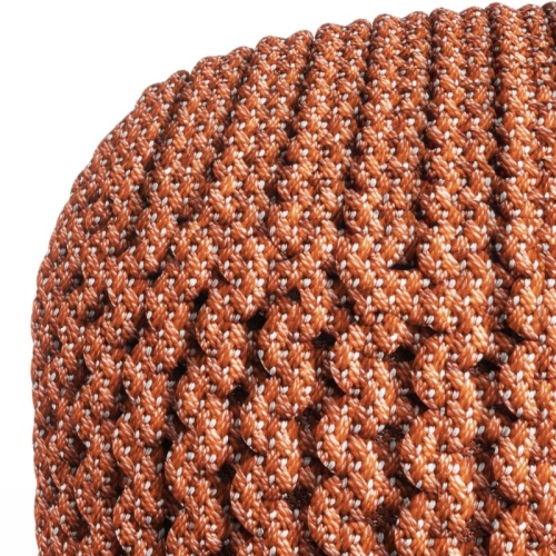 Pemberly Row Traditional Boho Round Fabric Knitted Pouf in Orange