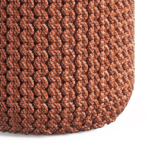 Pemberly Row Traditional Boho Round Fabric Knitted Pouf in Orange