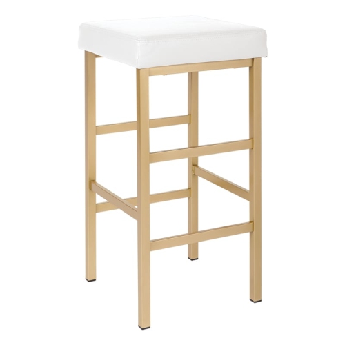 OSP HOME FURNISHINGS  30" Gold Backless Stool In Vinyl In White