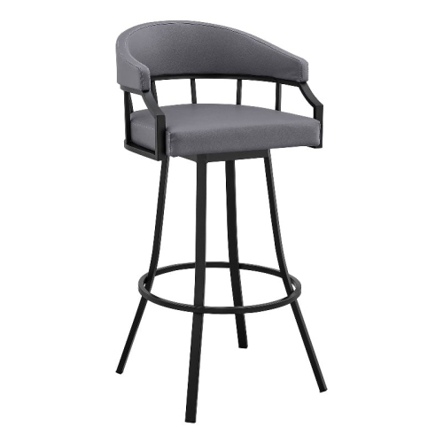 Palmdale 26 in Swivel Slate Greyand Black Metal Bar Stool