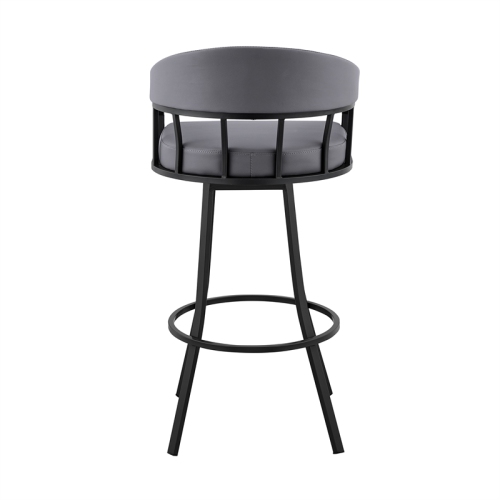 Palmdale 26 in Swivel Slate Greyand Black Metal Bar Stool