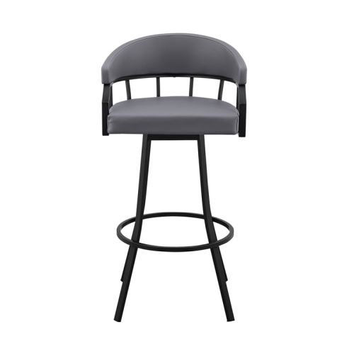 Palmdale 26 in Swivel Slate Greyand Black Metal Bar Stool