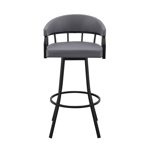 Palmdale 30 in Swivel Slate Greyand Black Metal Bar Stool