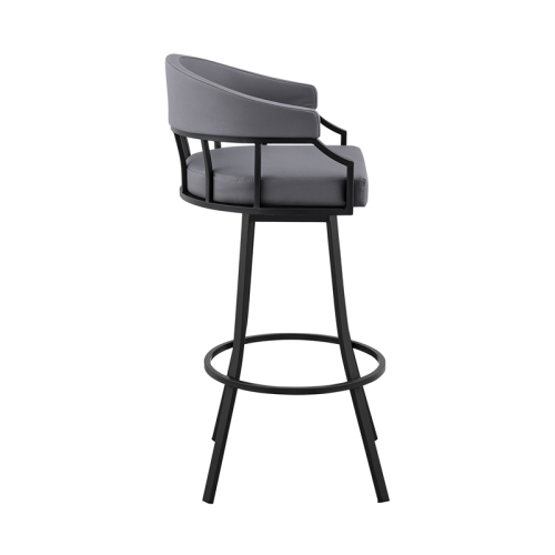 Palmdale 30 in Swivel Slate Greyand Black Metal Bar Stool