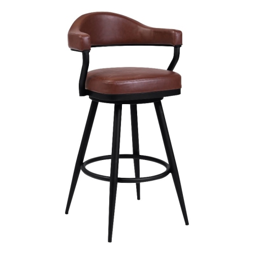 ARMEN LIVING  Justin 30 In. Bar Height Swivel Vintage Coffee Bar Stool With Metal Legs In Black