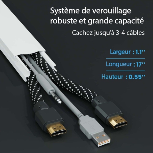 GlobalTone - Ensemble de Cache-fil Mural, Longeur de 150 Pouces, Peinturable, Blanc Mat