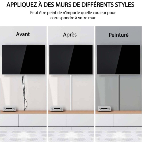 GlobalTone - Ensemble de Cache-fil Mural, Longeur de 150 Pouces, Peinturable, Blanc Mat