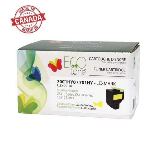 EcoTone Toner Cartridge - Remanufactured for Lexmark 70C1HY0 / 701HY - Yellow