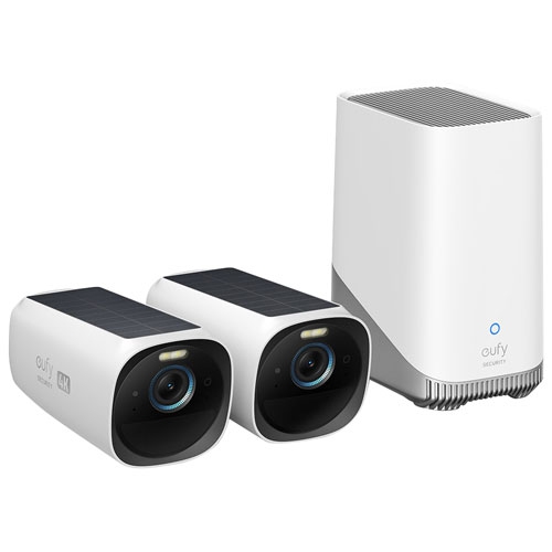 Image 1 de 1.. Remis à neuf - CamÃ©ra de sÃ©curitÃ© dâ€™extÃ©rieur sans-fil Ultra HD 4K eufyCam 3 avec panneau solaire dâ€™eufy - emb de 2