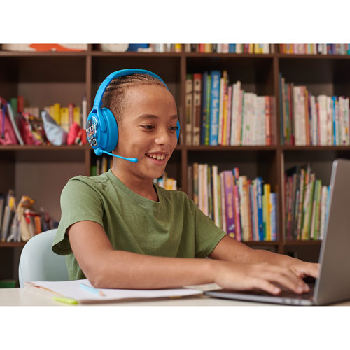 BuddyPhones Cosmos+ (Plus) Over-Ear Noise Cancelling Bluetooth Kids Headphones - Blue