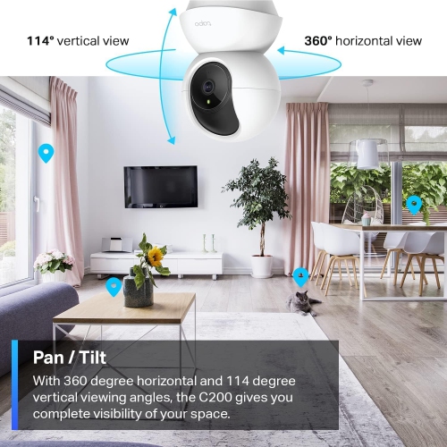 TP-Link Indoor WiFi Security Camera – 1080p HD, 360° Motion Tracking, Night Vision, 2-Way Audio, Pet/Baby Monitor, Works with Alexa/Google, Local
