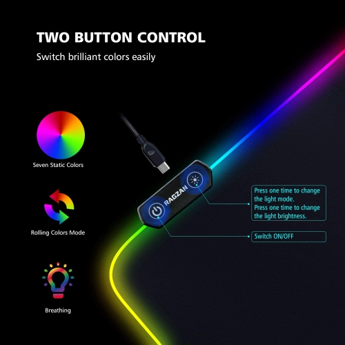 RGB Gaming Mouse Pad, XX-Large Extended Mouse Mat, Thick and Foldable Mat with anti-fray stitched edges for keyboard and even smoother operation.